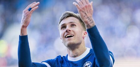 Nur ganz kurz Spitzenreiter: Arminia Bielefelds Joel Grodowski