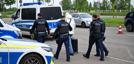 Eine Zurückweisung an der deutsch-französischen Grenze in Kehl a...