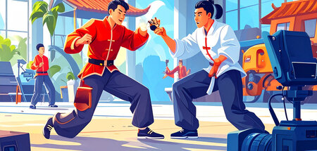 Dreharbeiten zu einem neuen Kung-Fu-Film in China mit autonomer ...