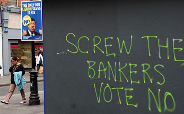 Dublin am Dienstag: »Nehmt die Banker in die Mangel. Stimmt Nein...