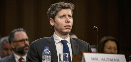 Samuel Altman, der Chef von Open AI, bei einer Anhörung des US-S...