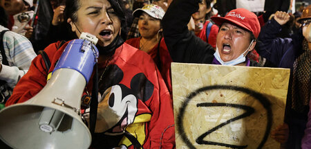 Auch in Peru trugen Demonstranten gegen die rechte Putschregieru...