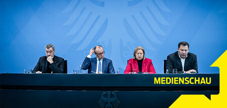 Pressekonferenz nach Koalitionsausschuss (von links): Markus Söd...