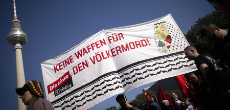 Linke in der Linken: Parteimitglieder bei einer palästinasolidar...