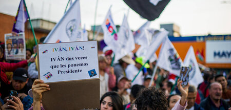Unterstützer von Iván Capeda am Dienstag in Bogotá