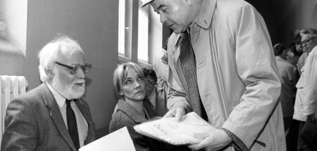 Deutungsfragen vor Gericht: Wolfgang Harich (l.) bei einem Proze...