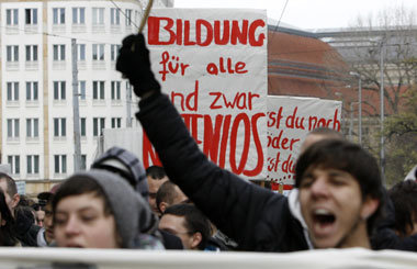 Ungeduldig: Bildungsstreiker am Dienstag in Leipzig
