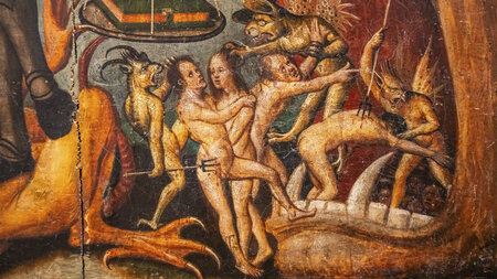 »Das jüngste Gericht«, Altarbild von Pere Mates (Malerei auf Hol...