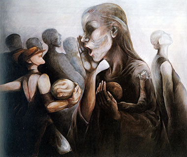 Heidrun Hegewald: Kassandra sieht ein Schlangenei (1981). Acryl ...