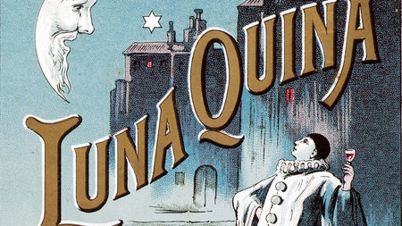 Luna Quina. Belebend und kräftigend. Etikett von 1898 Luna Quina. Belebend und kräftigend. Etikett von 1898