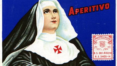 Die Nonne Quina. Etikett aus den 1910er Jahren Die Nonne Quina. Etikett aus den 1910er Jahren