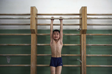 Tränen in einer nichtprämierten Turnhalle in Peking