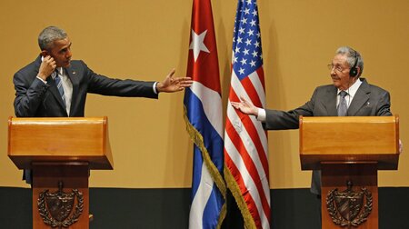 Obama in Havanna, empfangen von Raùl Castro, 21. März 2016 Obama in Havanna, empfangen von Raùl Castro, 21. März 2016