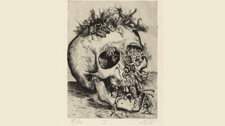 Otto Dix, Der Schädel, Radierung, 1924, Teil der Mappe »Der Krie... Otto Dix, Der Schädel, Radierung, 1924, Teil der Mappe »Der Krie...