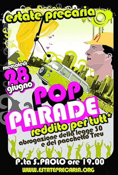 Plakat zur »Pop-Parade« der »precari«