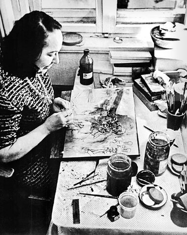 Lea Grundig (1906-1977) in Dresden Ende der 40er/Anfang der 50er...