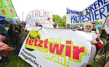 Im Mai 2009 mobilisierte ver.di Diakoniemitarbeiter aus dem gesa...