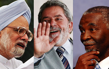 Manmohan Singh, Luiz Inácio da Silva und Thabo Mbeki wollen am 1...