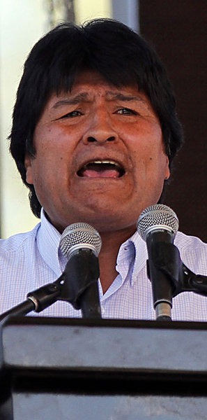 Klare Worte von Gastgeber Evo Morales auf der Eröffnungsveransta... Klare Worte von Gastgeber Evo Morales auf der Eröffnungsveransta...