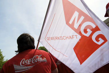 Coca-Cola-Arbeiter demonstrierten im Mai 2009 in Berlin