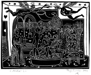 Thomas J. Richter: »Atelier I«, 2004, Linolschnitt, Blattgröße
...