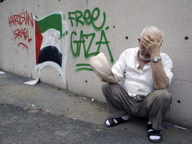 Nieder mit Israel, Freiheit f&uuml;r Gaza &ndash; Slogan in
Ista...
