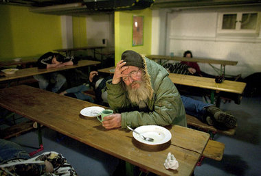 Morgens in der Kältenotschlafstelle in Berlin (7. Januar 2009)