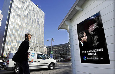 Wahlwerbung der Christdemokraten in Stockholm