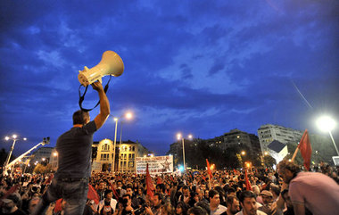Protest gegen den Wirtschaftskurs von Premierminister Papandreou...
