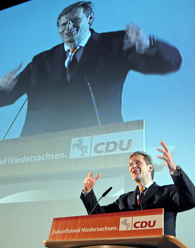 Hoffnungsvoll: Christian Wulff 2008 auf dem kleinem CDU-Parteita... Hoffnungsvoll: Christian Wulff 2008 auf dem kleinem CDU-Parteita...