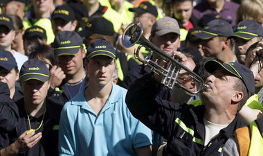 Prag, Tschechien, 21. September 2010: Gegen Budgetkürzungen! Feu...