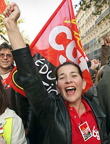 Protest gegen Sarkozys unsoziale Pl&auml;ne am Sonnabend auch
in...