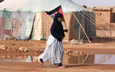Mit Westsahara-Fahne: Flüchtlingslager nahe der algerischen Gren...
