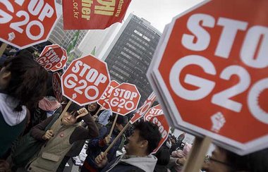 Keine Sympathien f&uuml;r G20: Protestdemonstration vor dem
Gipf...