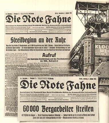 Arbeiterkampf an der Ruhr: Streikaufruf der RGO in der Roten
Fah...