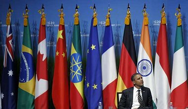 Alleingeblieben: US-Pr&auml;sident Barack Obama konnte seine
Age...