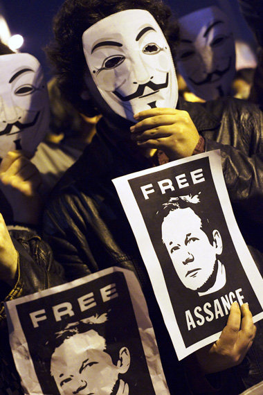 Solidaritäts-Demonstration für den in London inhaftierte Wikilea...