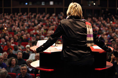 Gesine L&ouml;tzsch am Sonnabend auf der
Rosa-Luxemburg-Konferen...
