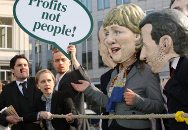 Protest gegen das Europa der Konzerne vor dem Europaparlament
in...