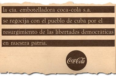 &raquo;Die Abf&uuml;llfirma Coca-Cola S.A. freut sich mit dem
Vo...