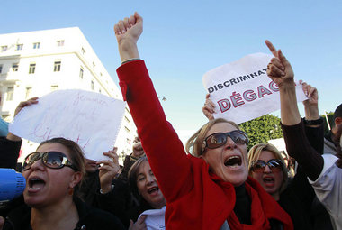 Nicht in der zweiten Reihe: Tunesierinnen demonstrierten am 29.J...