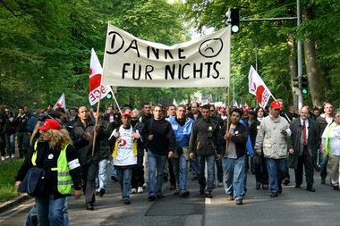 Demonstration von Conti-Gewerkschaftern bei der Hauptversammlung...