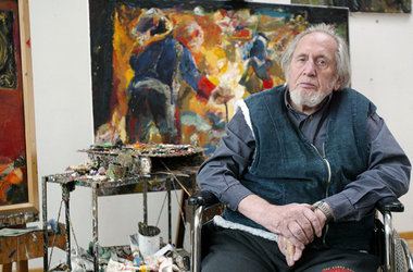 Der Maler Bernhard Heisig (1925&amp;ndash;2011) in seinem Atelie...
