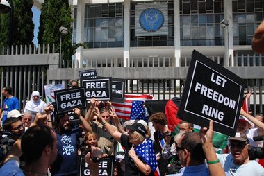 Protest vor der US-Botschaft in Athen