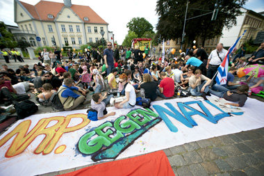 Antifablockade am 9. Juli im brandenburgischen Neuruppin Antifablockade am 9. Juli im brandenburgischen Neuruppin
