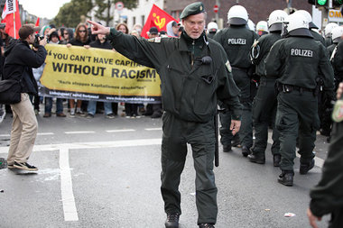 Proteste gegen einen Neonaziaufmarsch am 5.September 2010 in Dor...