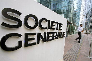 Im Minus: Die Aktien der Societe Generale und anderer franz&ouml...