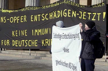 Kundgebung für Solidarität mit griechischer Schadenersatzklage v...