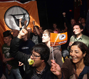 Nette Protestpartei: Wahlparty der Berliner Piraten im Kreuzberg...