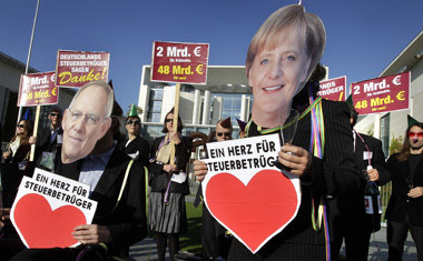 Protestaktion gegen das Steuerabkommen am Mittwoch vor